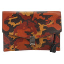 MCM Clutch Bag PVC Leather Brown Silver Auth am9925-2