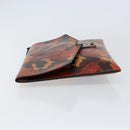 MCM Clutch Bag PVC Leather Brown Silver Auth am9925-4