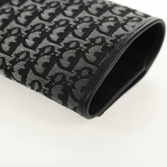 Christian Dior Trotter Canvas Jewelry Case Black Silver Auth am9927V