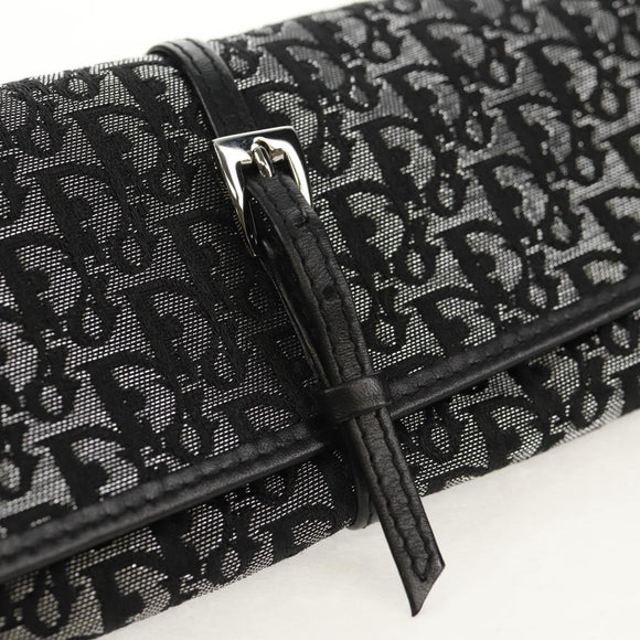 Christian Dior Trotter Canvas Jewelry Case Black Silver Auth am9927V