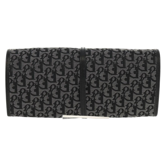 Christian Dior Trotter Canvas Jewelry Case Black Silver Auth am9927V