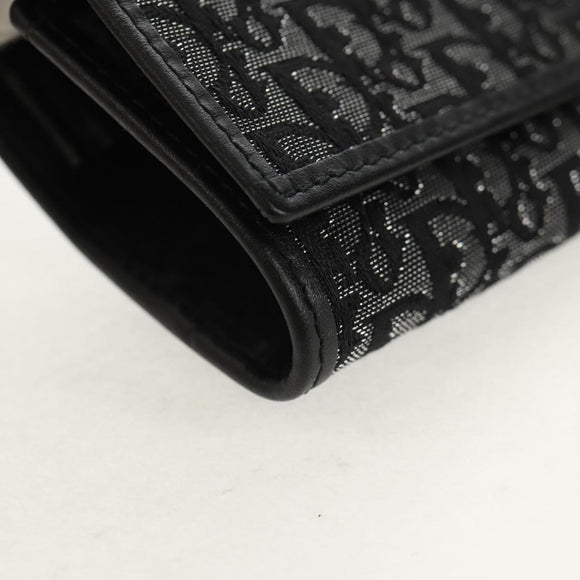 Christian Dior Trotter Canvas Jewelry Case Black Silver Auth am9927V