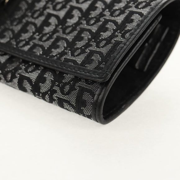 Christian Dior Trotter Canvas Jewelry Case Black Silver Auth am9927V