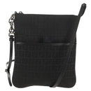 FENDI Zucchino Canvas Shoulder Bag Black Silver Auth am9929V-1