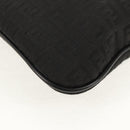 FENDI Zucchino Canvas Shoulder Bag Black Silver Auth am9929V-15