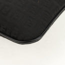 FENDI Zucchino Canvas Shoulder Bag Black Silver Auth am9929V-16