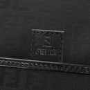 FENDI Zucchino Canvas Shoulder Bag Black Silver Auth am9929V-19