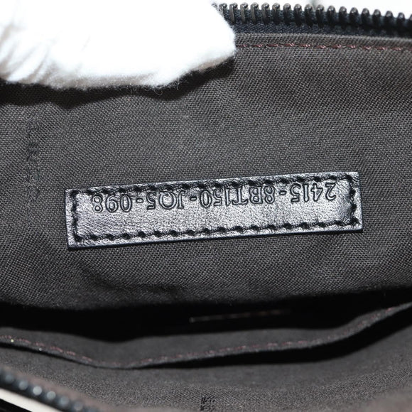 FENDI Zucchino Canvas Shoulder Bag Black Silver Auth am9929V