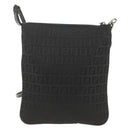 FENDI Zucchino Canvas Shoulder Bag Black Silver Auth am9929V-2