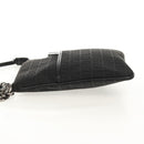 FENDI Zucchino Canvas Shoulder Bag Black Silver Auth am9929V-3