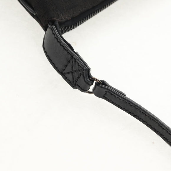 FENDI Zucchino Canvas Shoulder Bag Black Silver Auth am9929V