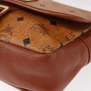MCM Logogram Vicetos Shoulder Bag PVC Leather Brown Gold Auth am9931-15