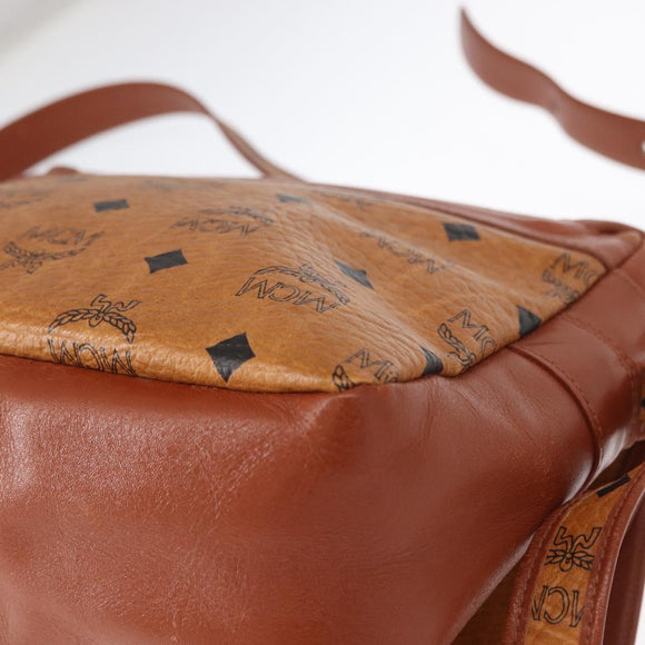 MCM Logogram Vicetos Shoulder Bag PVC Leather Brown Gold Auth am9931