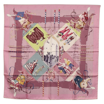 HERMES Carre 90 Scarf ""FETES VENITIENNES"" Silk Purple Auth am9932
