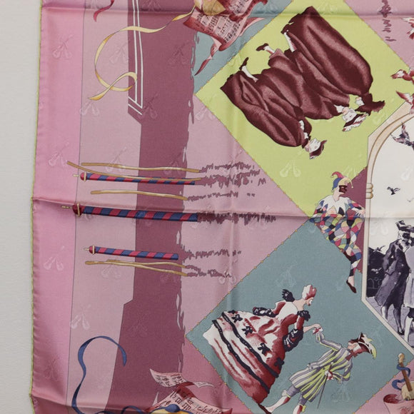 HERMES Carre 90 Scarf ""FETES VENITIENNES"" Silk Purple Auth am9932