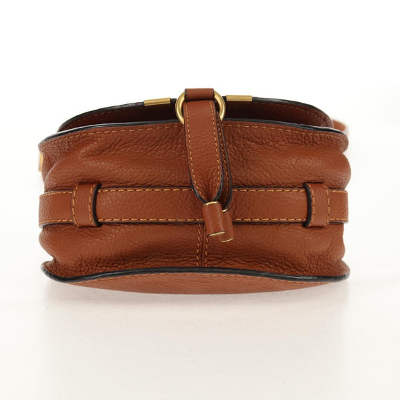 Chloe Marcie Small Saddle Bag Leather Brown Gold 01-13-62-65 Auth am9934M