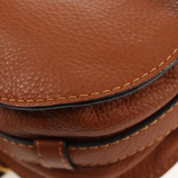 Chloe Marcie Small Saddle Bag Leather Brown Gold 01-13-62-65 Auth am9934M