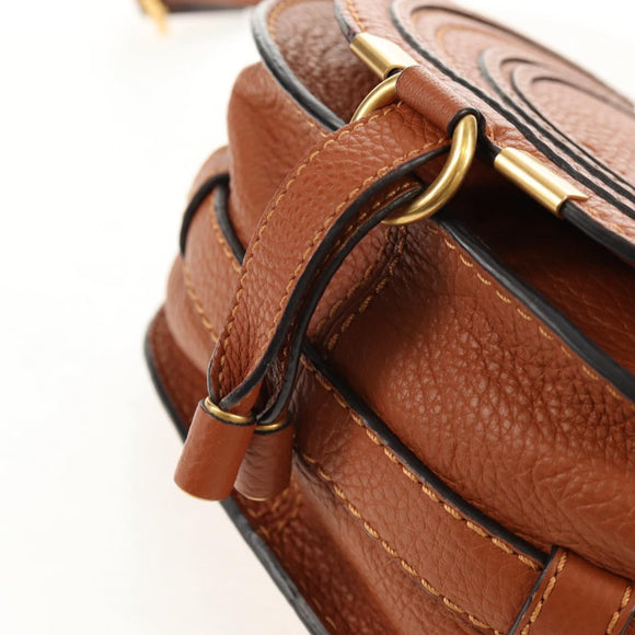 Chloe Marcie Small Saddle Bag Leather Brown Gold 01-13-62-65 Auth am9934M