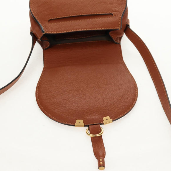 Chloe Marcie Small Saddle Bag Leather Brown Gold 01-13-62-65 Auth am9934M