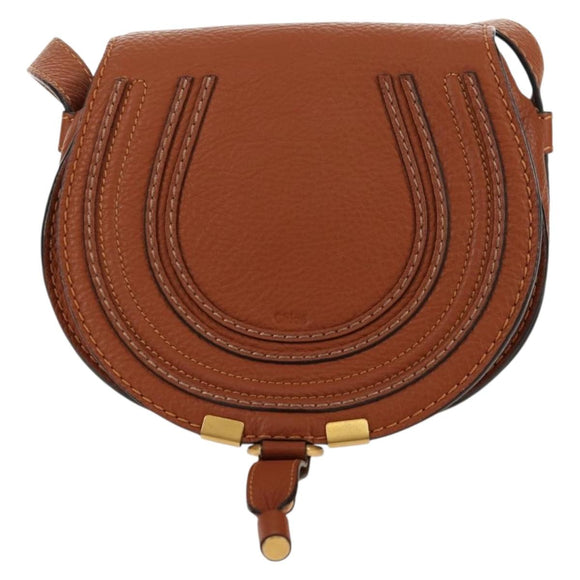 Chloe Marcie Small Saddle Bag Leather Brown Gold 01-13-62-65 Auth am9934M