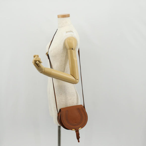 Chloe Marcie Small Saddle Bag Leather Brown Gold 01-13-62-65 Auth am9934M