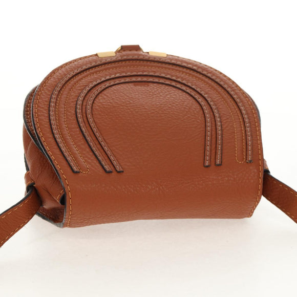 Chloe Marcie Small Saddle Bag Leather Brown Gold 01-13-62-65 Auth am9934M