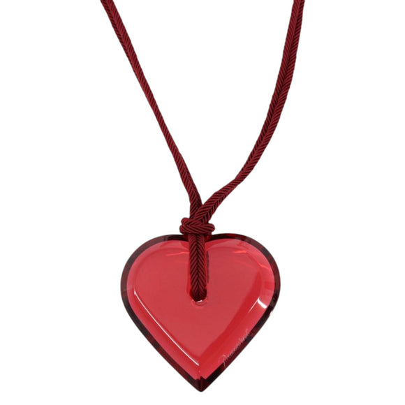 Baccarat Heart Necklace Glass Red Auth am9936