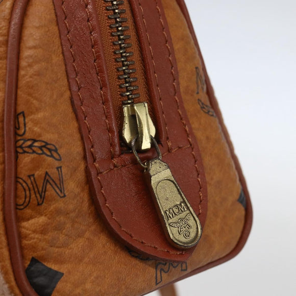 MCM Vicetos Logogram Mini Hand Bag PVC Leather 2way Brown Gold Auth am9939