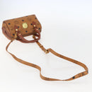 MCM Vicetos Logogram Mini Hand Bag PVC Leather 2way Brown Gold Auth am9939-8