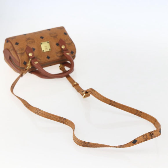 MCM Vicetos Logogram Mini Hand Bag PVC Leather 2way Brown Gold Auth am9939