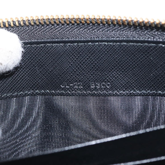 Salvatore Ferragamo Gancini Long Wallet Leather Black Gold Auth am9941