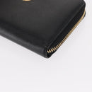 Salvatore Ferragamo Gancini Long Wallet Leather Black Gold Auth am9941-9