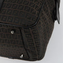 FENDI Zucchino Canvas Boston Bag Brown Black Auth am9942-8