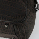 FENDI Zucchino Canvas Boston Bag Brown Black Auth am9942-16