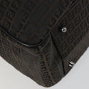 FENDI Zucchino Canvas Boston Bag Brown Black Auth am9942-17