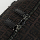 FENDI Zucchino Canvas Boston Bag Brown Black Auth am9942-10