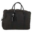 FENDI Zucchino Canvas Boston Bag Brown Black Auth am9942-1