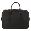 FENDI Zucchino Canvas Boston Bag Brown Black Auth am9942-2
