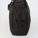 FENDI Zucchino Canvas Boston Bag Brown Black Auth am9942-4