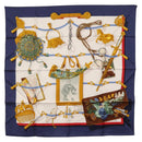 HERMES Carre 90 Scarf ""Memoire d'Hermes"" Silk Navy Auth am9945-1