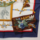 HERMES Carre 90 Scarf ""Memoire d'Hermes"" Silk Navy Auth am9945-10
