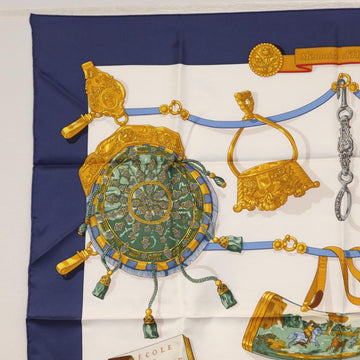 HERMES Carre 90 Scarf ""Memoire d'Hermes"" Silk Navy Auth am9945 - 0