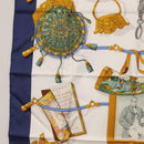 HERMES Carre 90 Scarf ""Memoire d'Hermes"" Silk Navy Auth am9945-5