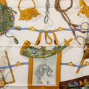 HERMES Carre 90 Scarf ""Memoire d'Hermes"" Silk Navy Auth am9945-6