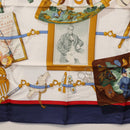 HERMES Carre 90 Scarf ""Memoire d'Hermes"" Silk Navy Auth am9945-9