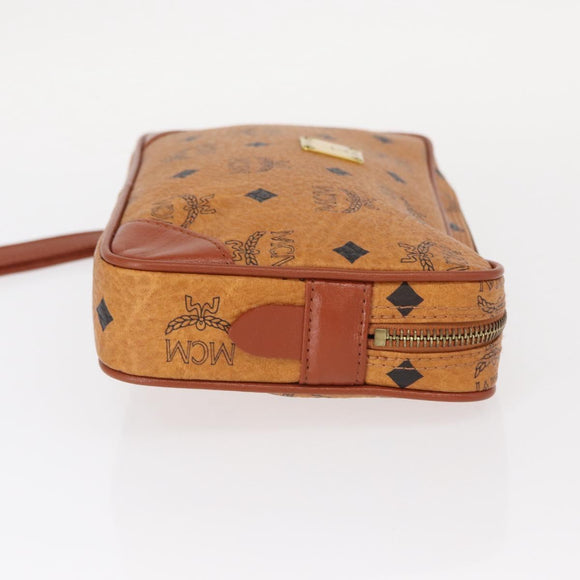 MCM Logogram Vicetos Clutch Bag PVC Leather Brown Gold Auth am9946