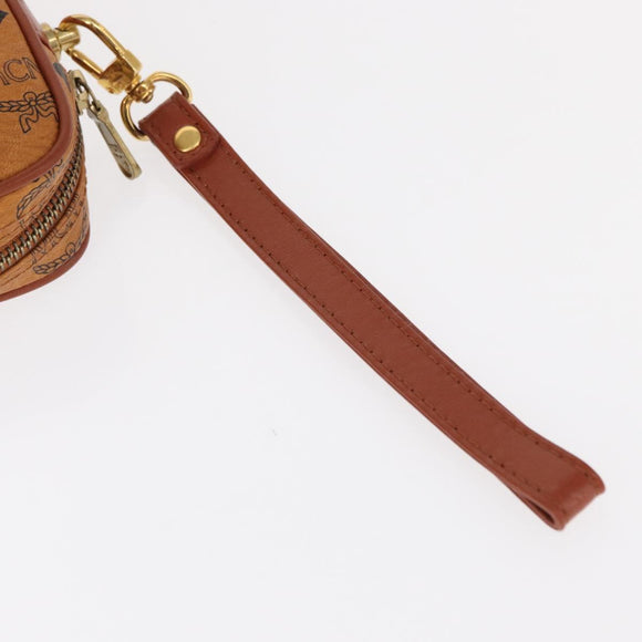 MCM Logogram Vicetos Clutch Bag PVC Leather Brown Gold Auth am9946