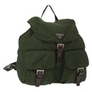 PRADA Backpack Nylon Khaki Silver Auth am9947-1