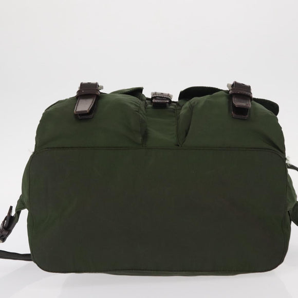 PRADA Backpack Nylon Khaki Silver Auth am9947