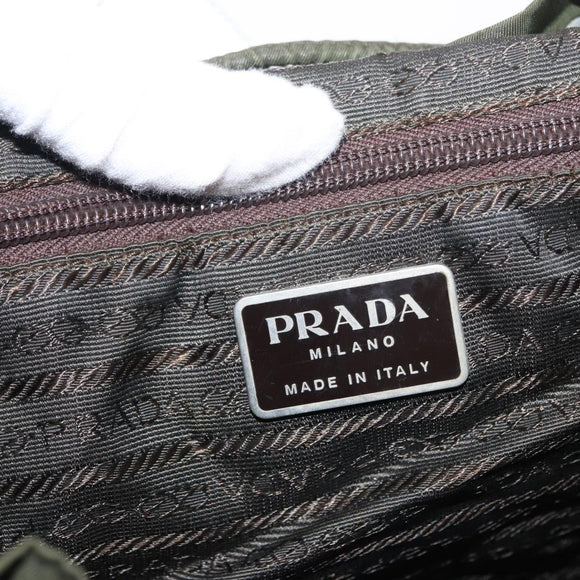 PRADA Backpack Nylon Khaki Silver Auth am9947